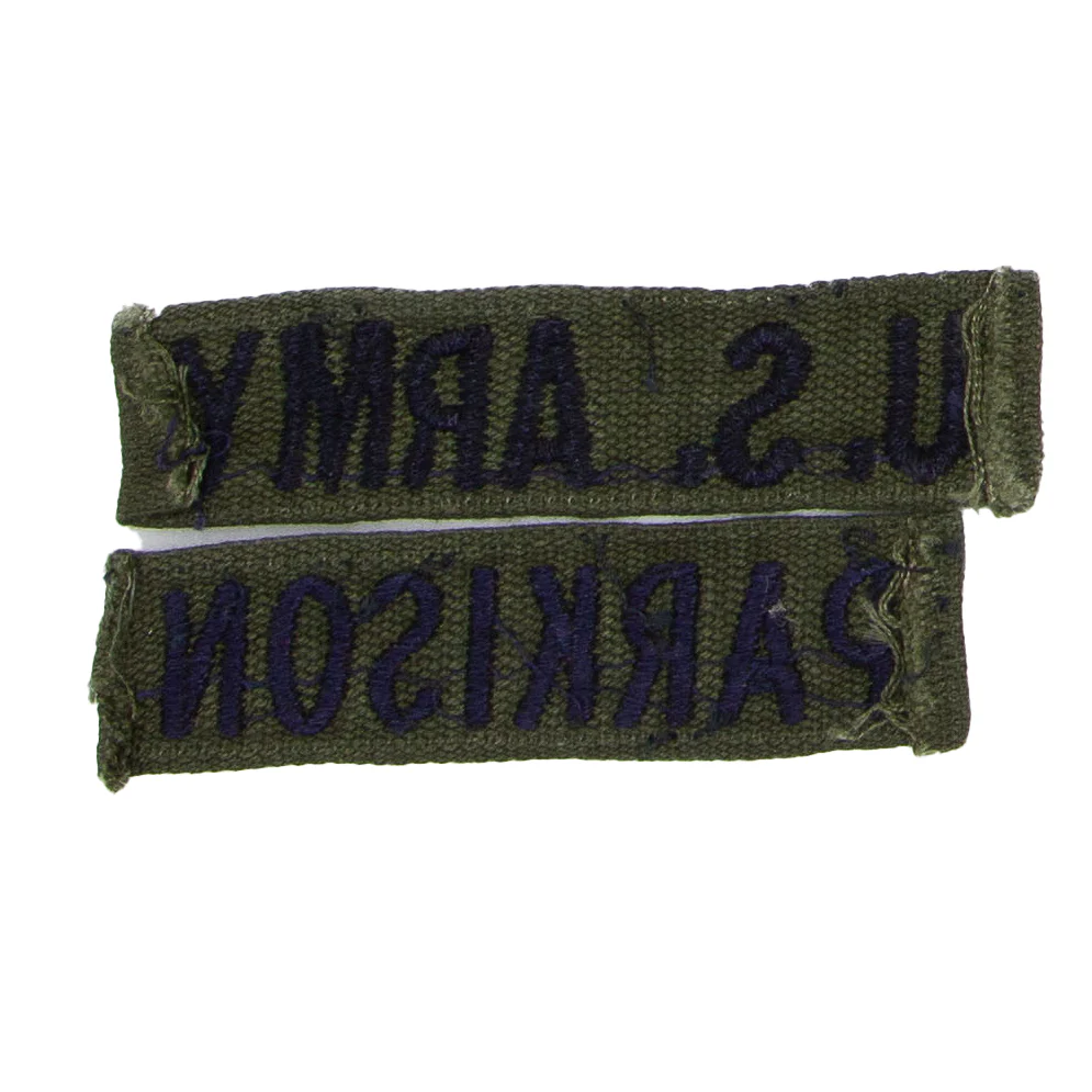 1960s US-Made Subdued 'Parkison' US Army / Name Tape Set - Image 2