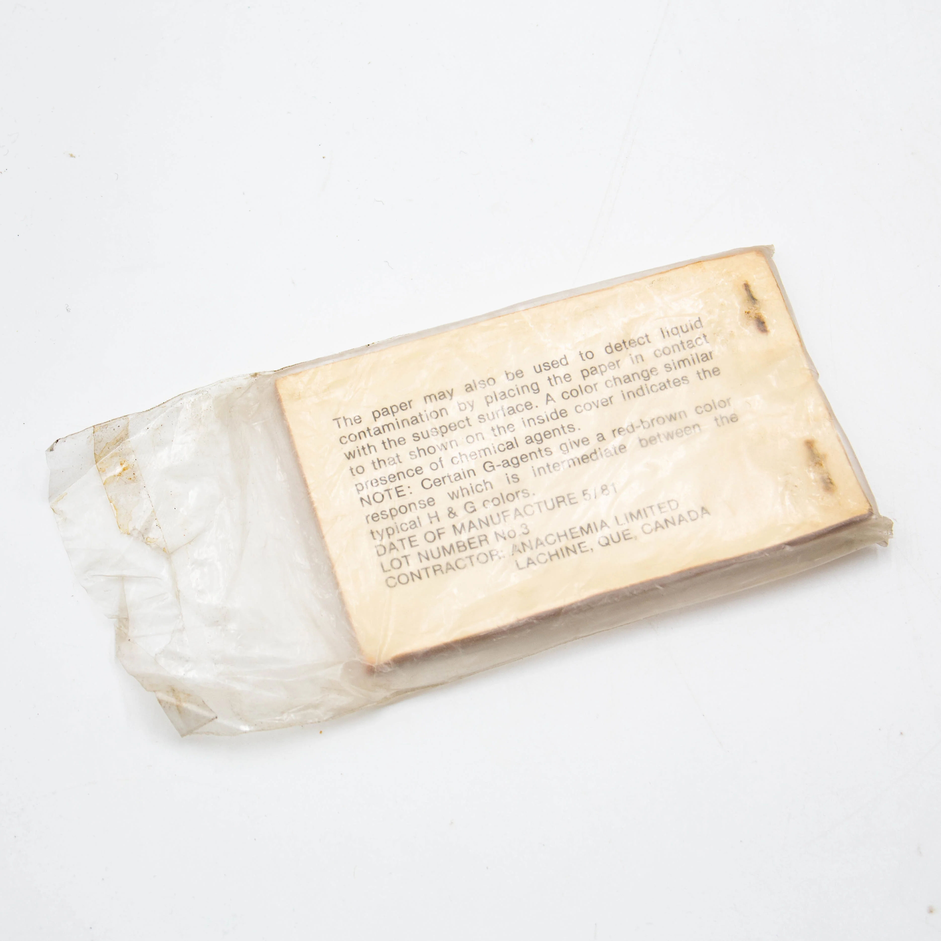 1981 Dated US Military M8 Chemical Agent Detector Paper - Image 2