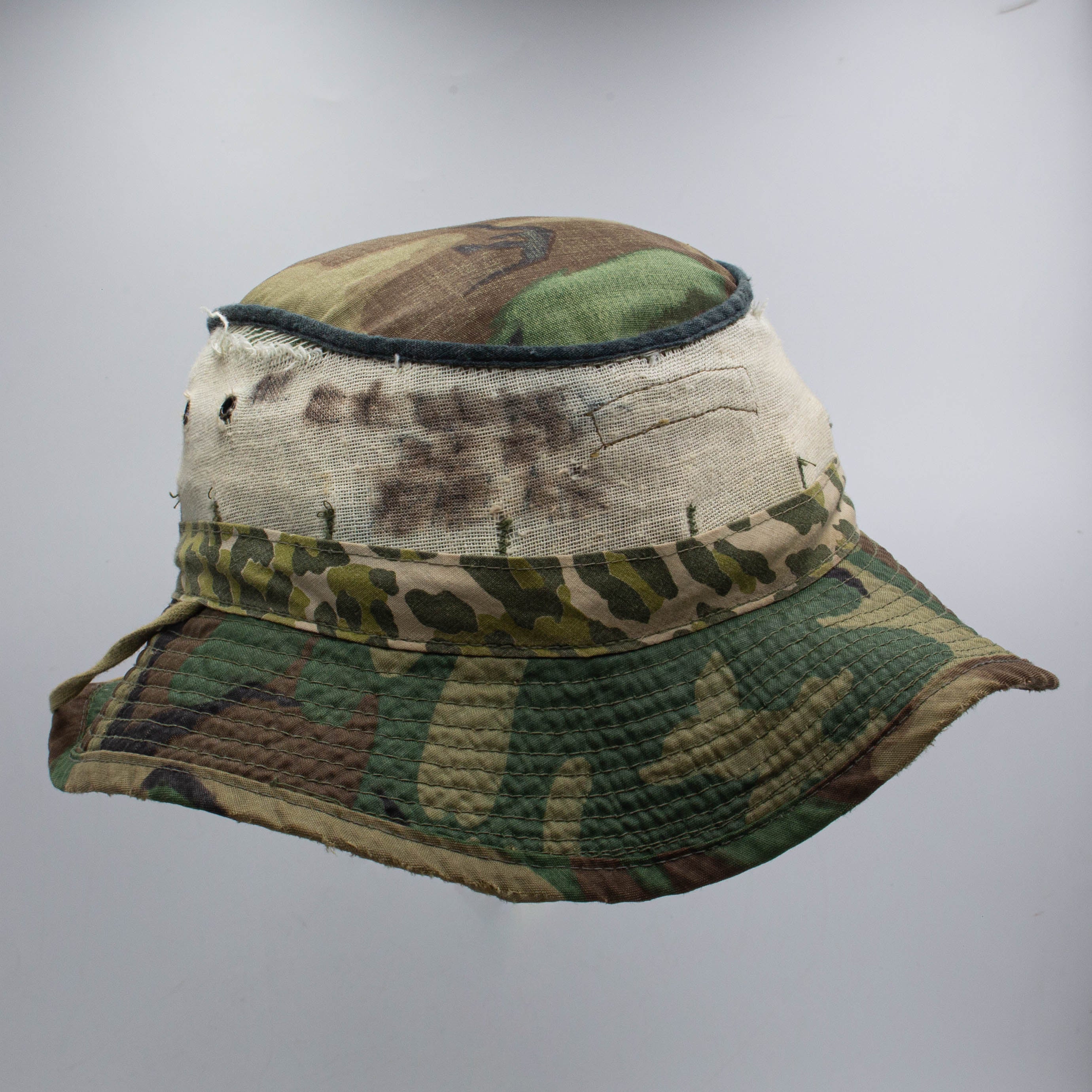 60s Vietnam War Asian-Made Airborne Poplin ERDL Boonie - Large - Image 4